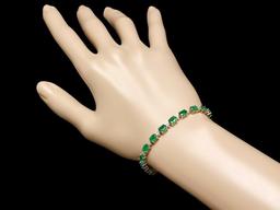 14k Gold 10ct Emerald 0.50ct Diamond Bracelet