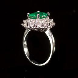 14K Gold 2.52ct Emerald 1.46ct Diamond Ring