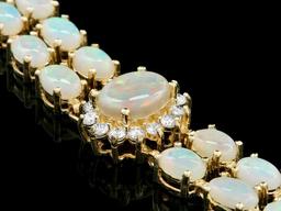 14k Yellow Gold 12ct Opal 1.35ct Diamond Bracelet