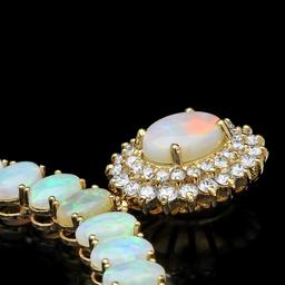 14k Gold 36.6ct Opal 1.50ct Diamond Necklace