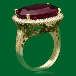 14k Gold 18.30ct Ruby 1.10ct Diamond Ring
