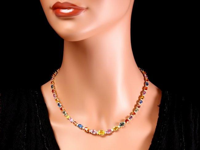 14k Gold 31ct Sapphire 1.4ct Diamond Necklace