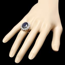 14k Gold 8.60ct Sapphire 0.73ct Diamond Ring