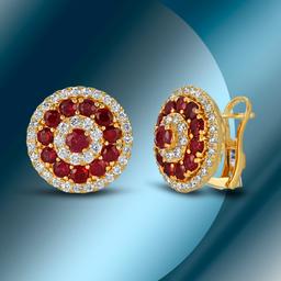 14K Gold 3.75cts Ruby & 1.88cts Diamond Earrings