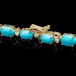 14k 12.00ct Turquoise 0.70ct Diamond Bracelet