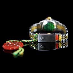 Rolex Two-Tone DateJust 26mm Factory (2) Diamonds Black Onix Dial Womens Wristwatch