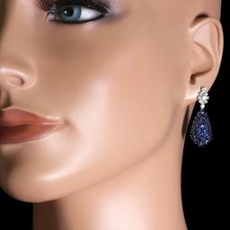 14K Gold 6.78ct Sapphire 0.68ct Diamond Earrings