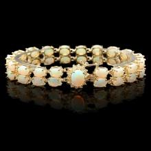 14k Gold 14.1ct Opal 0.50ct Diamond Bracelet