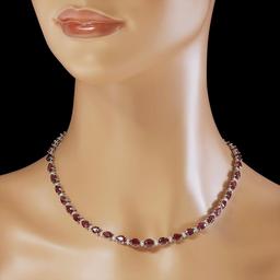 14K Gold 37.05ct Ruby 1.35ct Diamond Necklace