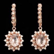 14k Rose 4.00ct Morganite 1.60ct Diamond Earrings