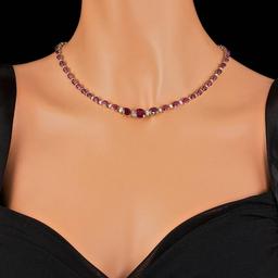 14k Gold 33.00ct Ruby 1.55ct Diamond Necklace