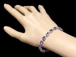 14k 19.50ct Tanzanite 0.80ct Diamond Bracelet