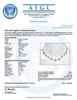14K Gold 7.88ct Sapphire 8.79cts Diamond Necklace