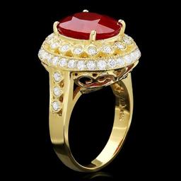 14k Yellow Gold 6.00ct Ruby 1.10ct Diamond Ring