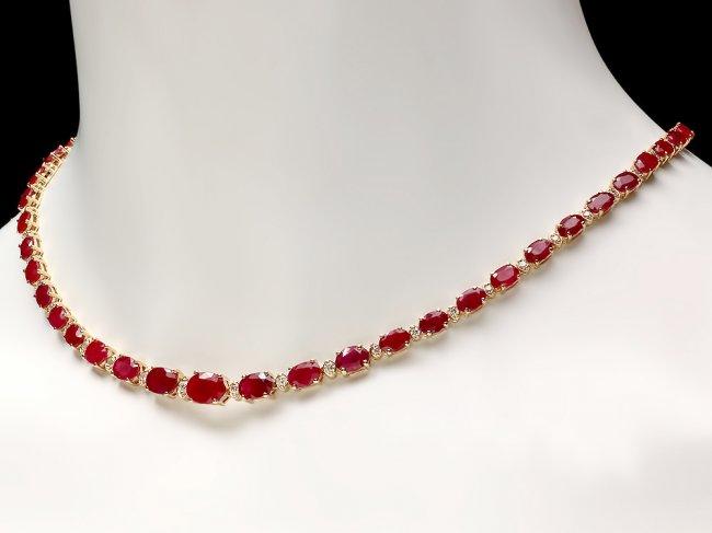 14k Gold 27.50ct Ruby 1.50ct Diamond Necklace