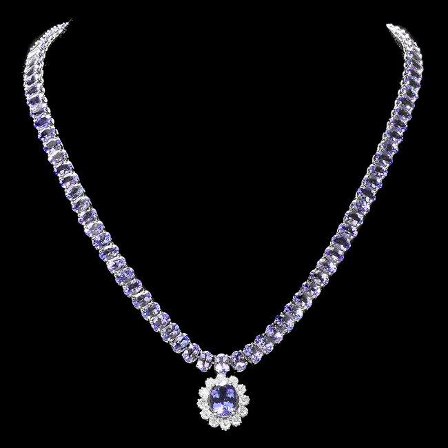 14k Gold 49ct Tanzanite 1.50ct Diamond Necklace