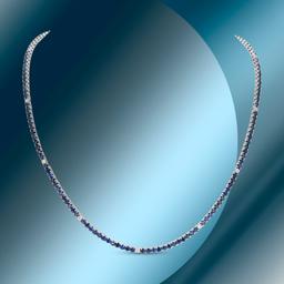 14K Gold 10.40cts Sapphire & 0.62cts Diamond Necklace