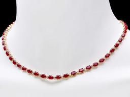 14k Gold 28.00ct Ruby 1.20ct Diamond Necklace
