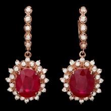 14k Rose 13.50ct Ruby 1.70ct Diamond Earrings