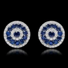 14k White Gold 4.63ct Sapphire 1.75ct Diamond Earrings