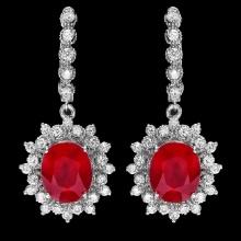 14k Gold 11.30ct Ruby 1.80ct Diamond Earrings