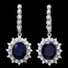 14k Gold 11ct Sapphire 1.60ct Diamond Earrings