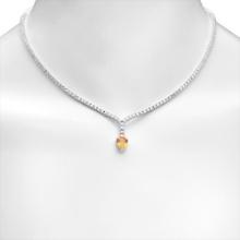 14K Gold 1.33ct Orange Sapphire 4.05cts Diamond Necklace