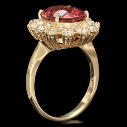 14k Gold 5ct Tourmaline 1.20ct Diamond Ring