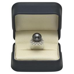 14K Gold 14mm Tahitian Pearl 0.80ct Diamond Ring