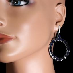 14K Gold 30.46ct Sapphire 0.52ct Diamond Earrings