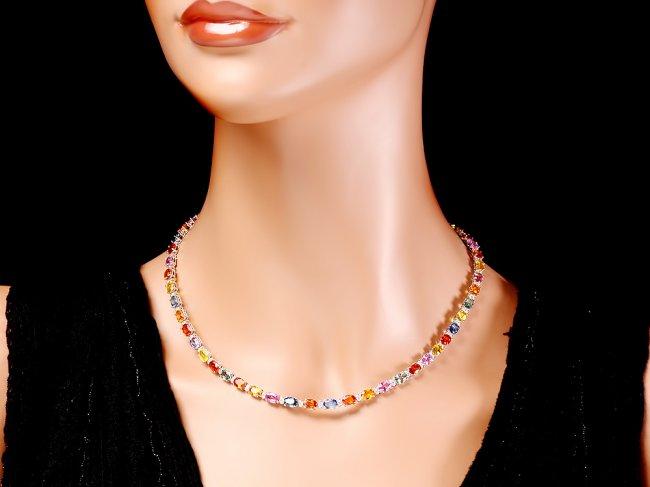 14k Gold 29ct Sapphire 1.45ct Diamond Necklace
