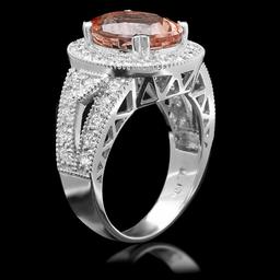 14k White Gold 5ct Morganite 1.40ct Diamond Ring
