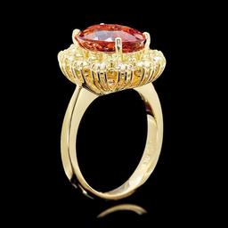 14k Gold 5ct Tourmaline 1.30ct Diamond Ring