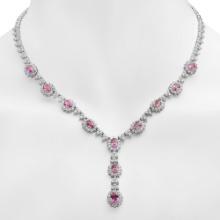 18K Gold 7.65ct Pink Sapphire 7.35ct Diamond Necklace