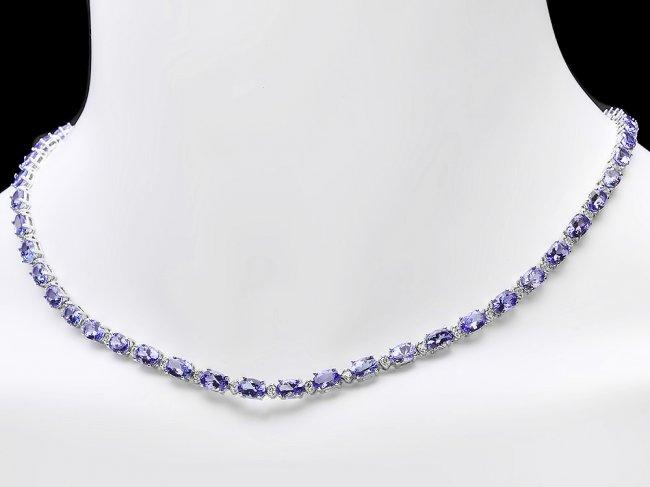 14k 23.50ct Tanzanite 1.25ct Diamond Necklace