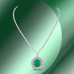 14K Gold 17.08cts Emerald & 11.77cts Diamond Necklace