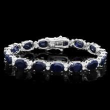 14k Gold 36.00ct Sapphire 1.55ct Diamond Bracelet