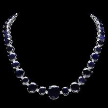 14k Gold 165ct Sapphire 1.8ct Diamond Necklace