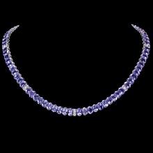 14k 54.00ct Tanzanite 2.00ct Diamond Necklace