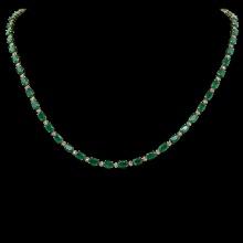 14K Gold 21.88ct Emerald 0.95ct Diamond Necklace