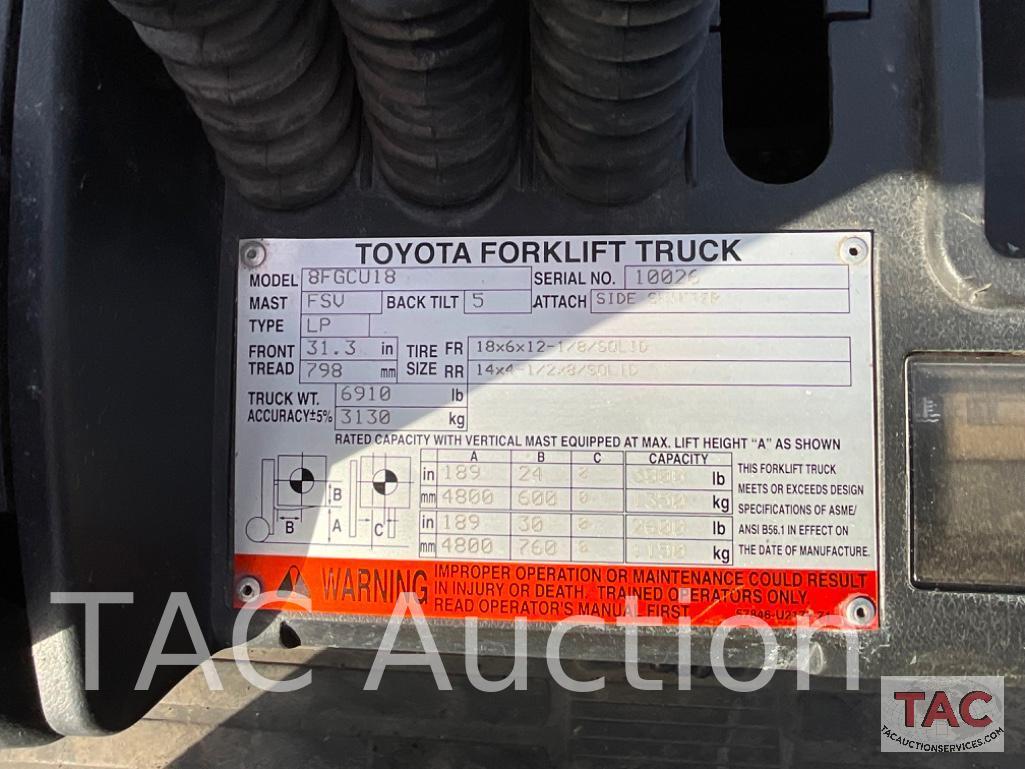 2007 Toyota 8FGCU18 3600lb Forklift