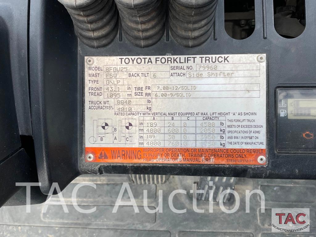 2017 Toyota 8FGU25 5000lb Forklift