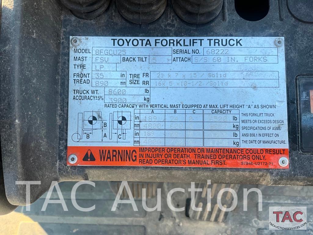 Toyota 8FGCU25 4,500lb Forklift