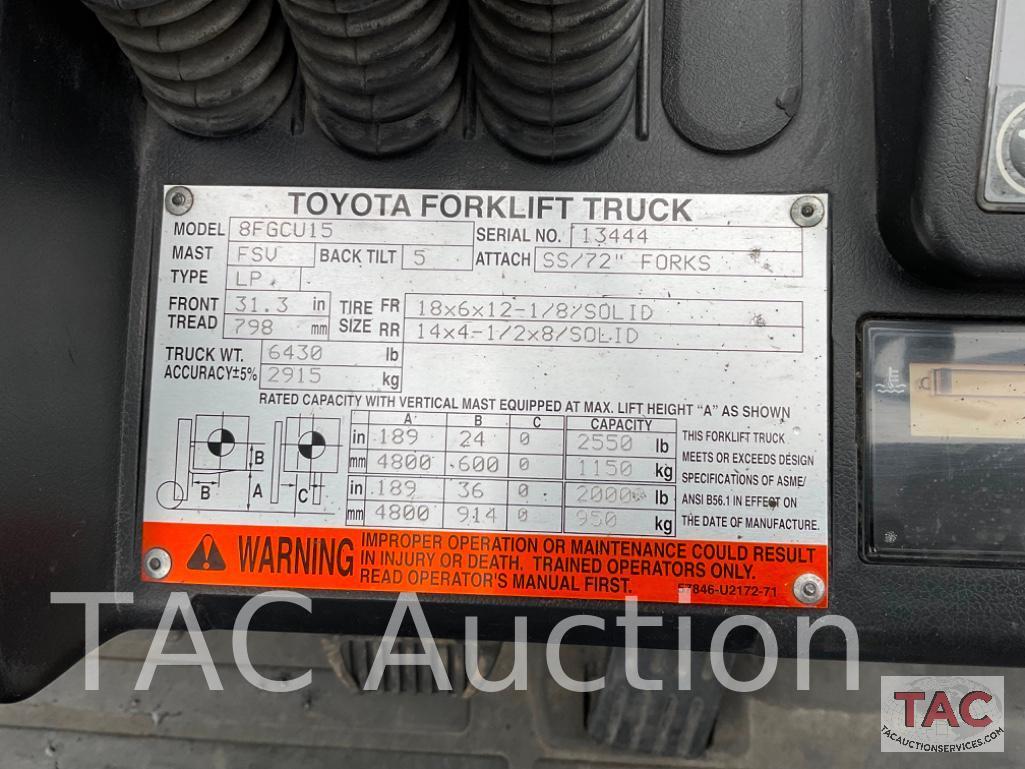 Toyota 8FGCU15 3,000lb Forklift