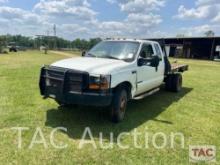 2000 Ford F350 4x4 Extended Cab Flatbed Truck