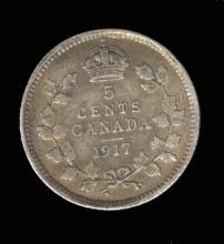 1917 ... Silver 5 Cents ... Canada