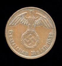 1938-A ... 1 Pfennig ... Old Nazi German Coin