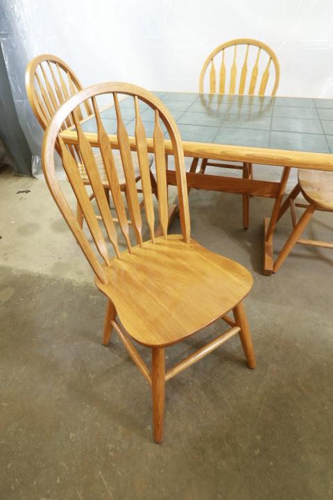 Oak Tile Top Table with 4 Chairs