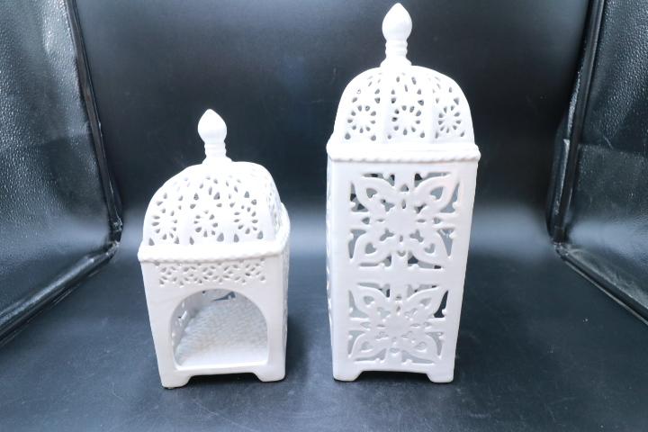 2 Reticulated Ceramic Candle Holders