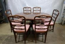 Thomasville Cherry Pedestal Dining Room Table And 6 Chairs
